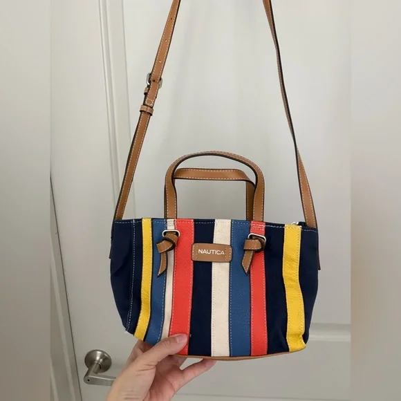 Nautica Multicolor Striped Crossbody Bag - Navy, Yellow, Red, White - Picture 3 of 5